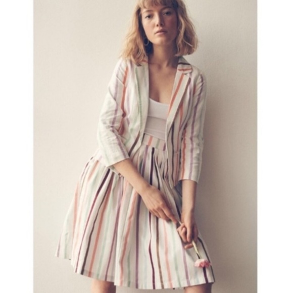 MODCLOTH white striped Aspiration Creation pleated a-line skirt XS - Picture 2 of 11